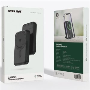 پاور بانک بی سیم فست شارژ گرین لاین Lagos PD 22.5W ظرفیت 10000 میلی آمپر ساعت