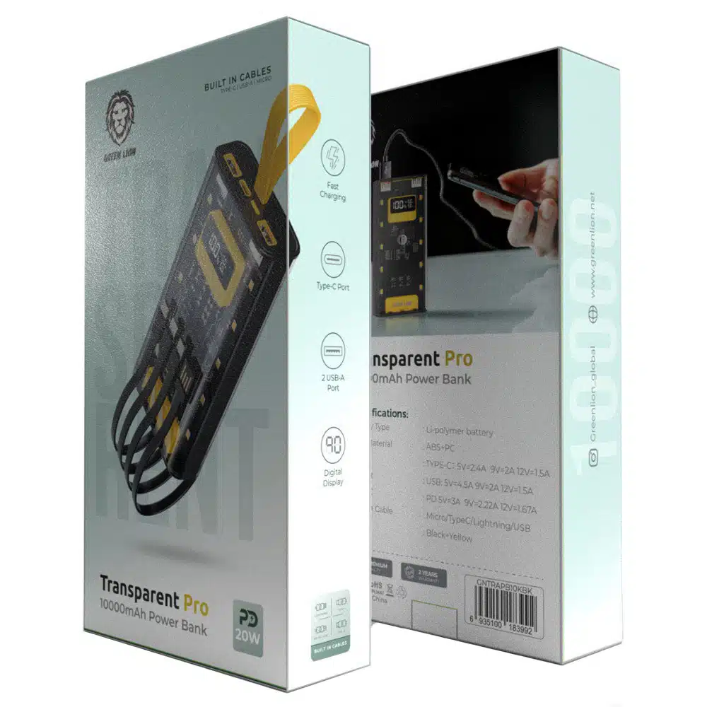9014999 پاوربانک گرین لاین مدل Transparent Pro 10000mAh