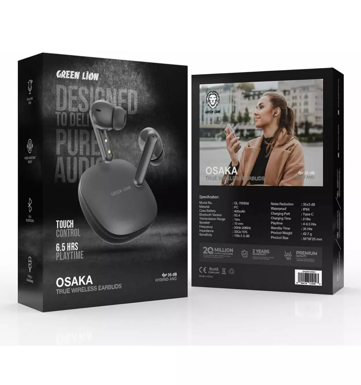 9d6d71b6-be0c-49e5-946b-05d15610e24a ایرپاد گرین لاین اوساکا Green Lion Osaka True Wireless Earbuds