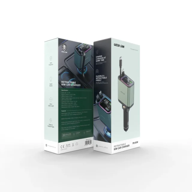 Retractable-90W-Car-Charger-PD-65W_4-e1752316236142 شارژر فندکی جمعشونده گرین لاین PD توان 65 وات