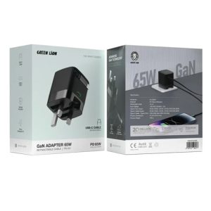 آداپتور GaN گرین لاین مدل 65 وات با کابل جمع‌شوند