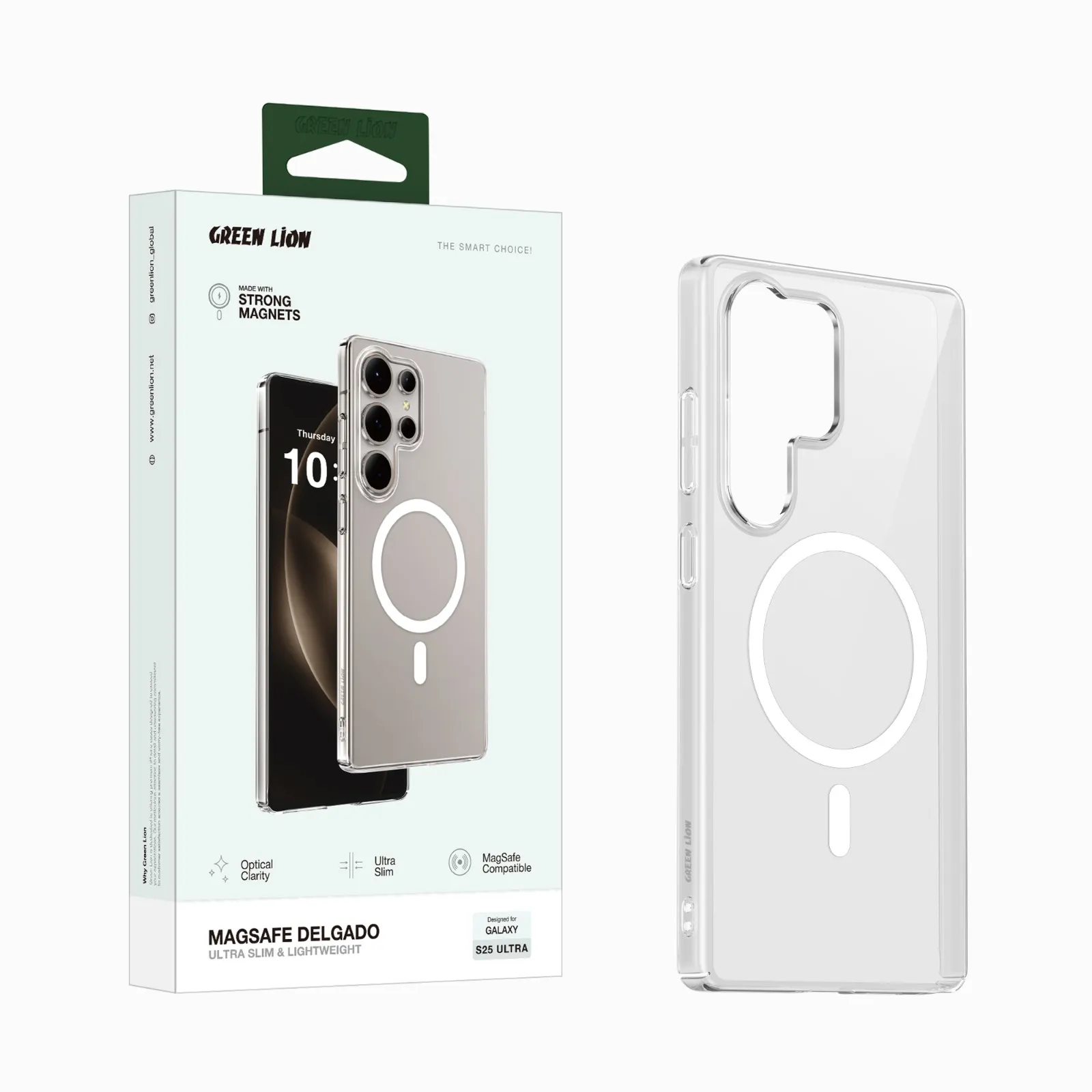 GNDMGS25UCL_1762699990579 کاور گوشی شفاف گلکسی S25 اولترا مدل MagSafe Delgado گرین لاین