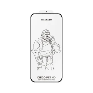 محافظ صفحه ضدشکست شفاف آیفون 16 پرو مکس مدل Diego Pet HD گرین لاین