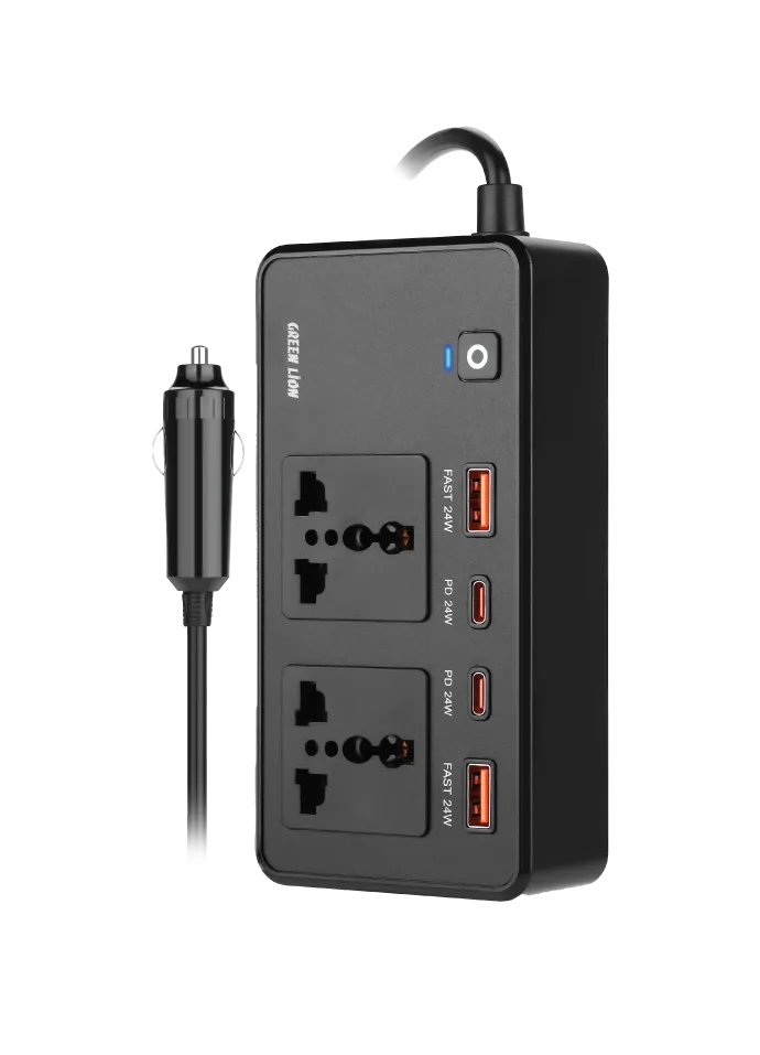 GNGC200CINBK_1761405327460 اینورتر فندکی خودرو گرین لاین مدل GC-200 توان 200 وات