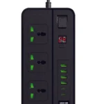 پریز برق گرین لاین مدل GS-150 با ۳ پورت برق و ۶ پورت USB - مشکی