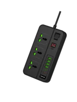 پریز برق گرین لاین مدل GS-150 با ۳ پورت برق و ۶ پورت USB - مشکی