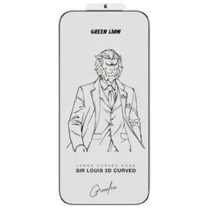 گلس سه‌بعدی خمیده آیفون 17 پرو مکس مدل Sir Louis گرین لاین – محافظ تمام‌چسب شفاف