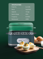 تخم‌مرغ‌پز هوشمند گرین لاین مدل Smart Egg Cooker ظرفیت ۰.۲ لیتر