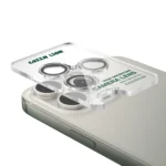 محافظ لنز سه‌تایی دوربین آیفون 16 پرو و 16 پرو مکس مدل Trio کلیر گرین‌لاین