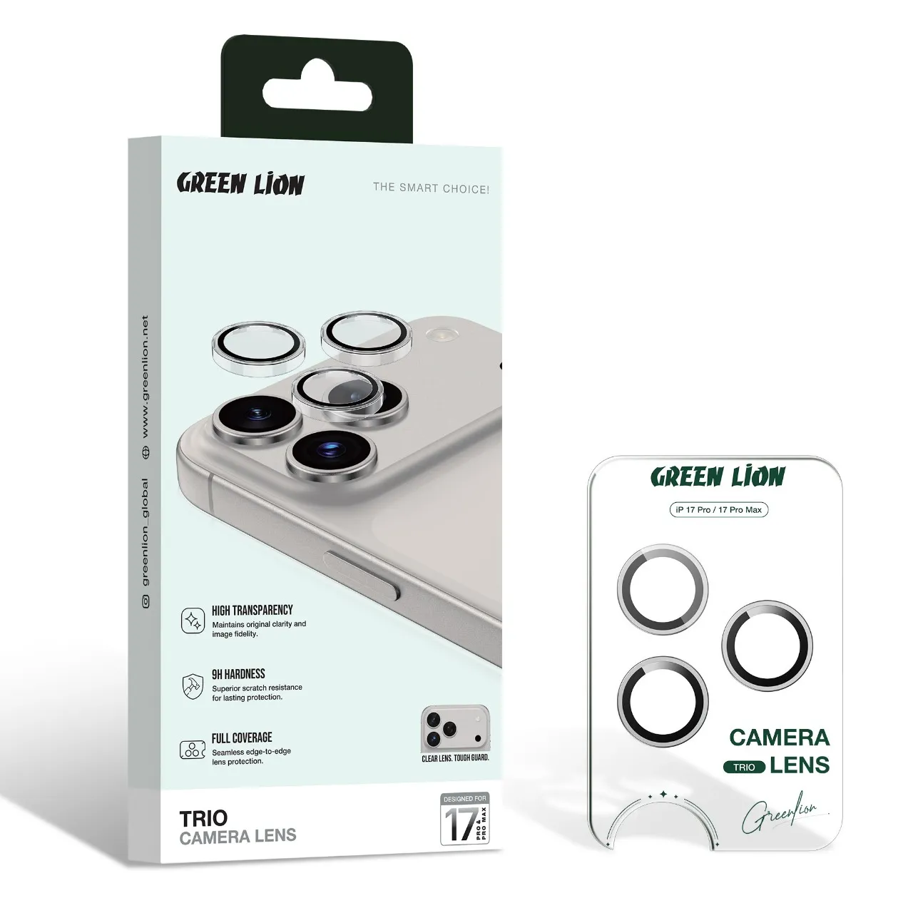 GNTROCL17PMCL-8703 لنز محافظ دوربین تریو آیفون 17 پرو و 17 پرو مکس مدل GNTROCL17PMCL گرینلاین