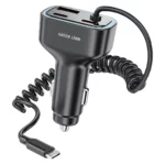 شارژر فندکی مشکی خودرو مدل Dual PD 90W با کابل USB‑C داخلی گرین لاین
