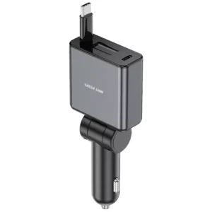 شارژر فندکی جمع‌شونده Retractable 75W Car Charger PD 45W مدل کابل جمع‌شونده گرین لاین