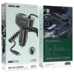 شارژر فندکی مشکی خودرو مدل Dual PD 90W با کابل USB‑C داخلی گرین لاین
