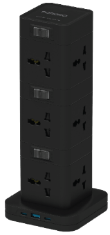 PD-FWCH042-BK چندراهی برق سهطبقه 12 پورت مدل PD & Quick Charge 3.0 پورودو