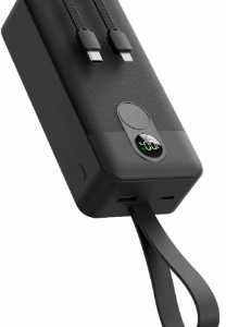 پاوربانک پرظرفیت نمایشگر دیجیتال مدل 30000mAh همراه کابل C و لایتنینگ پورودو