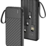 پاوربانک مشکی Porodo Piano مدل Integrated Cables 10000mAh پورودو