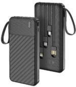 پاوربانک مشکی Porodo Piano مدل Integrated Cables 10000mAh پورودو
