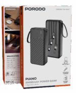پاوربانک مشکی Porodo Piano مدل Integrated Cables 10000mAh پورودو