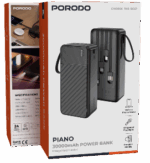 پاوربانک دسته‌دار Porodo مدل Piano 30000mAh با کابل‌های داخلی پورودو