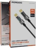 کابل شارژ شفاف USB-C به USB-C مدل Power Display پورودو