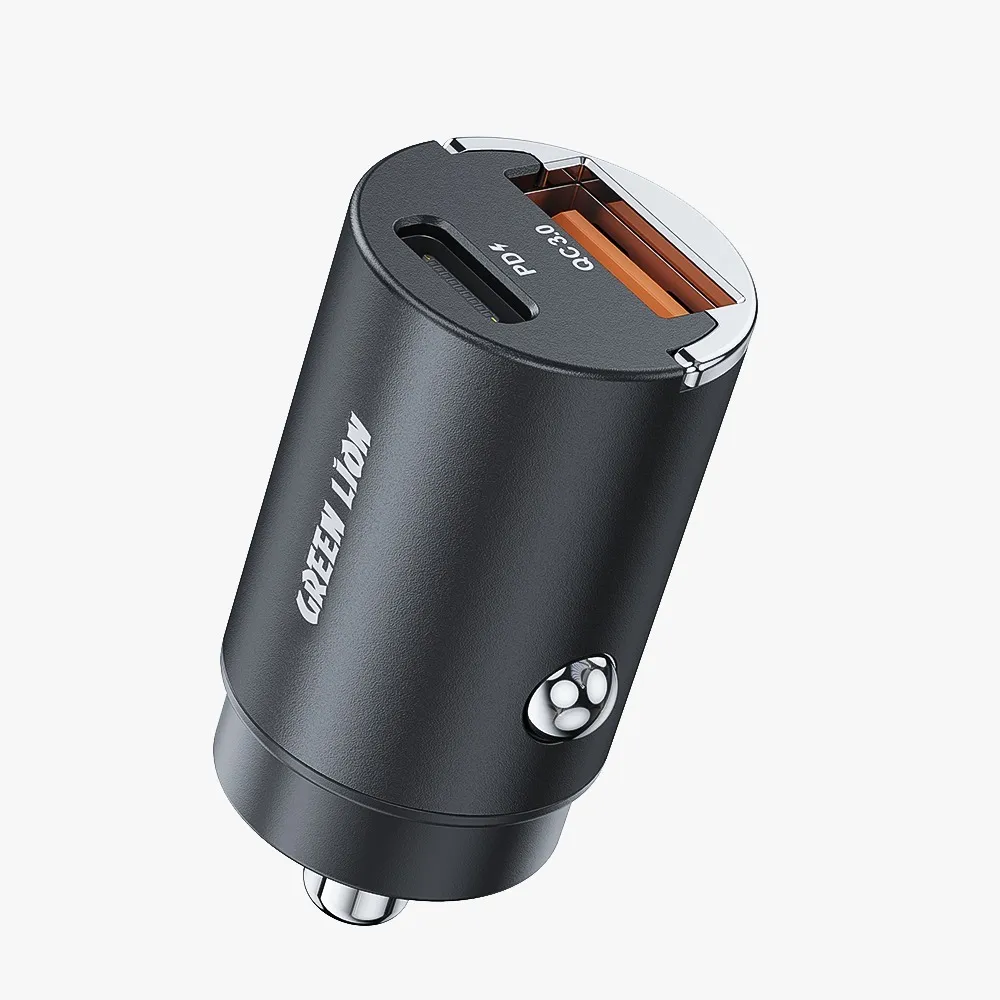 GNRNGCDPCCBK-4676 شارژر فندکی فلزی مدل Ring Charge Dual Port PD 36W گرین لاین
